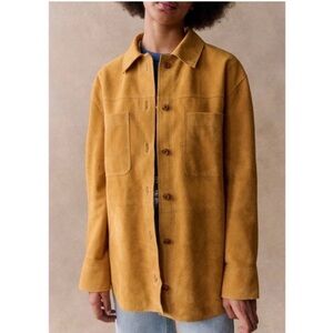 Sezane Regine Jacket Goat Leather Suede Ocre NWT